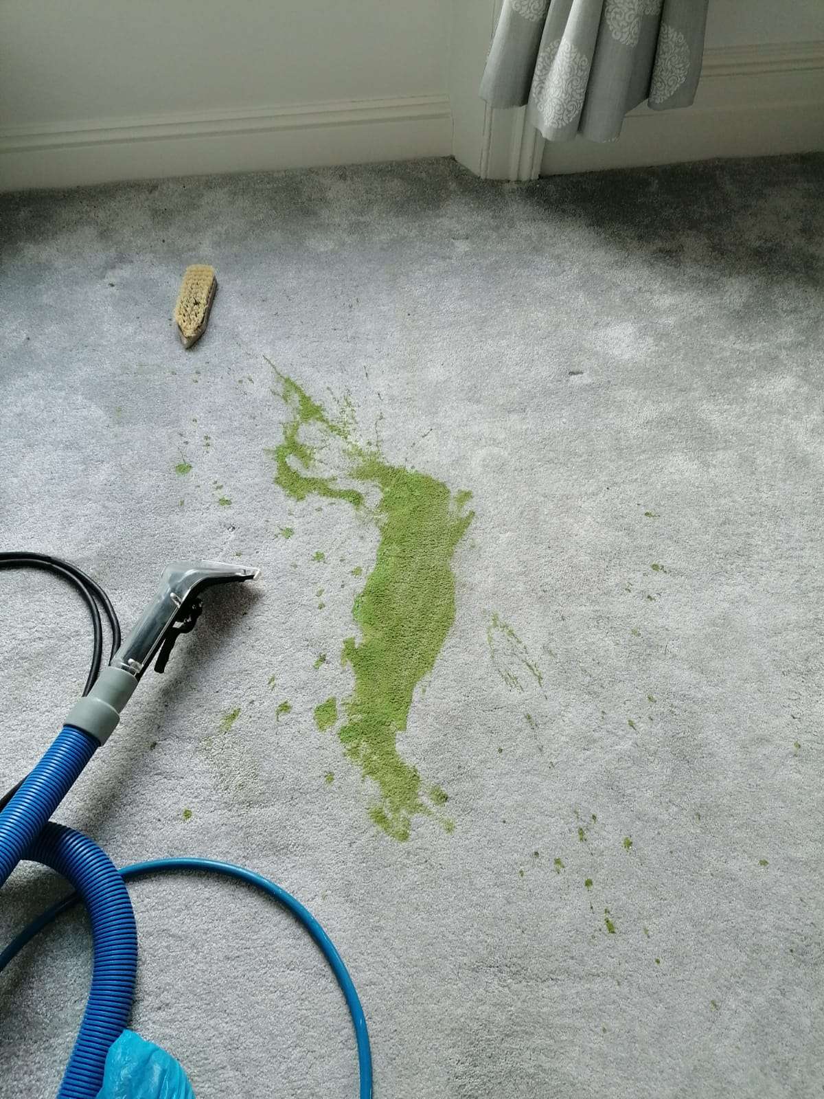 smoothie on grey carpet