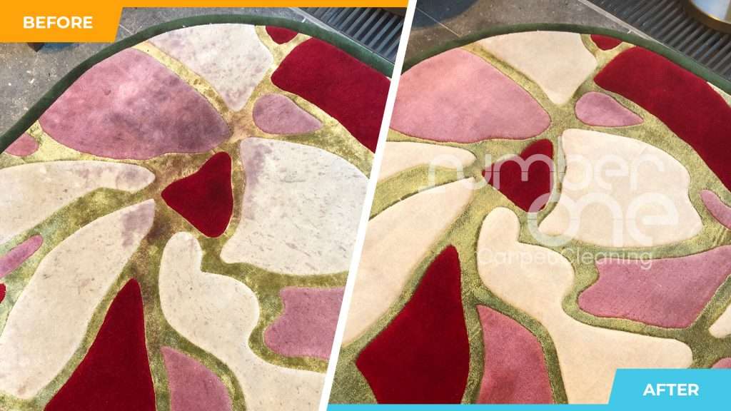 red wine stains on a custom made rug