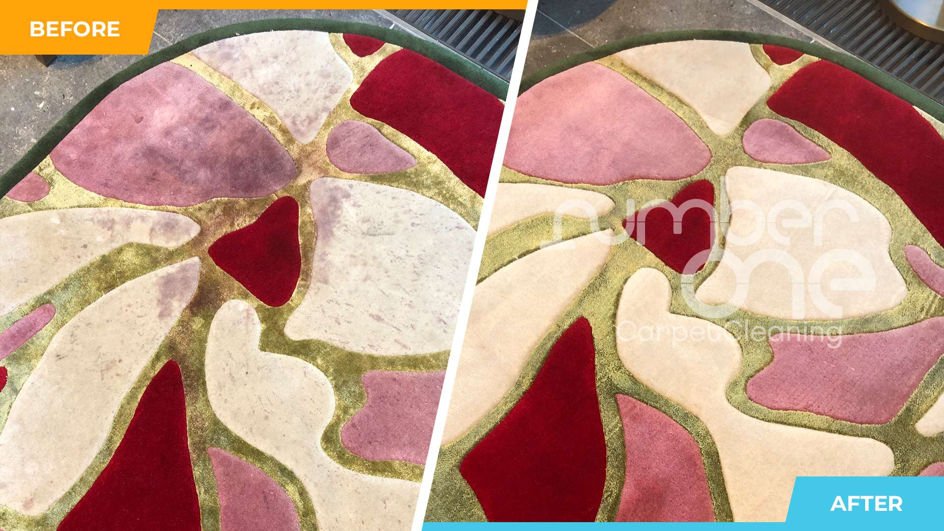 red wine stains on a custom made rug
